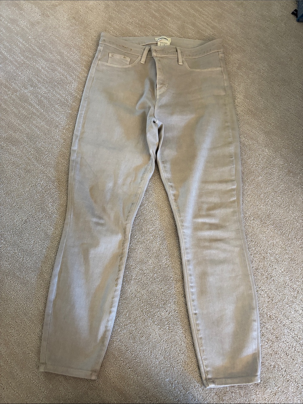 Women’s Slim High-Rise coated Jeans in Light Beige
